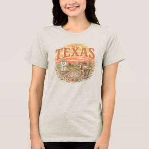 Camiseta Triblenda Ruta 66 de Texas Lone Star Atardecer Vintage