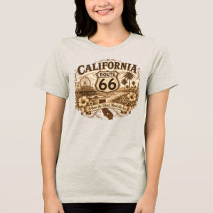Camiseta Triblenda Ruta 66 Retro Sepia del Muelle de Santa Mónica Cal