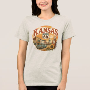 Camiseta Triblenda Ruta Histórica 66 de Kansas Vintage