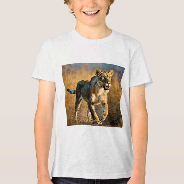 Camiseta Triblenda Sabre-Toothed Spotted Lioness Ambush – Predator vs (Anverso)