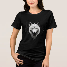 Camiseta Triblenda Sacred White Wolf – Geometric Spirit Design