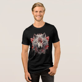 Camiseta Triblenda Sacred White Wolf – Ornate Red Mystic Art