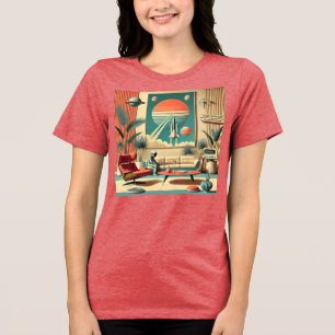 Camiseta Triblenda Sala de estar familiar de la era espacial futurist