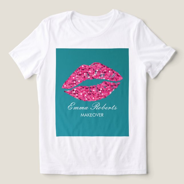 Camiseta Triblenda Salón de belleza de los labios verdes verde azulad (Diseño delantero )