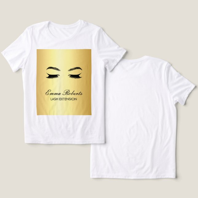 Camiseta Triblenda Salón de Belleza Golden Lashes y cejas (Diseño Anverso y Reverso)