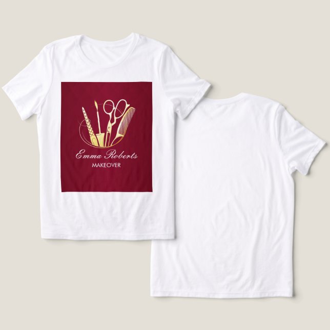 Camiseta Triblenda Salón de vino y belleza dorada de Borgoña (Diseño Anverso y Reverso)