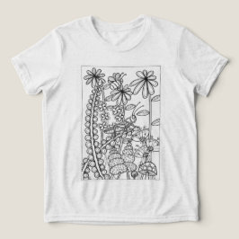 Camiseta Triblenda saltamontes con flores de fantasía