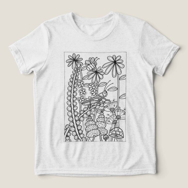 Camiseta Triblenda saltamontes con flores de fantasía (Diseño delantero )
