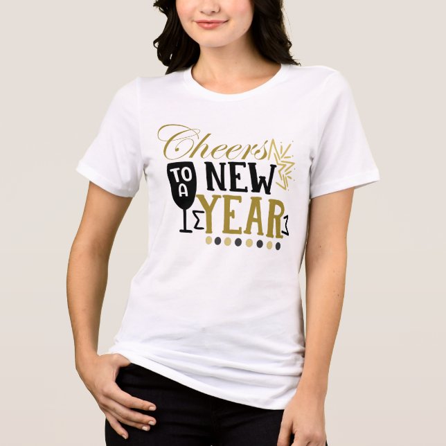 Camiseta Triblenda Saludos A La Moda De Oro De Año Nuevo (Anverso)