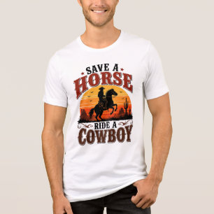 Camiseta Triblenda Salva Un Caballo Monta Un Vaquero