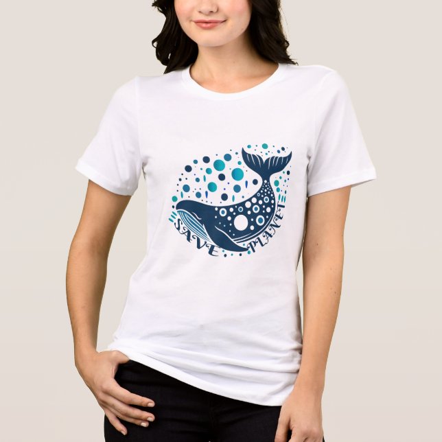 Camiseta Triblenda Salvar el arte de la ballena planetaria para la co (Anverso)