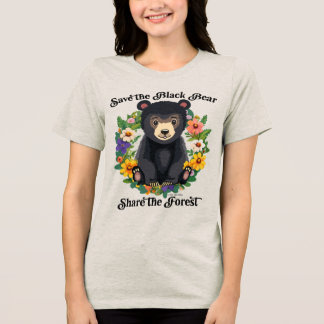 Camiseta Triblenda Salven el oso negro, comparta el bosque