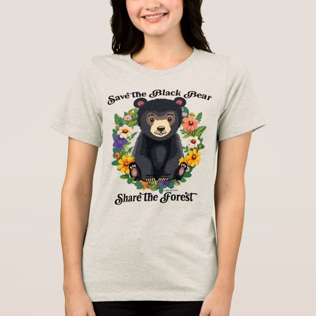 Camiseta Triblenda Salven el oso negro, comparta el bosque (Anverso)