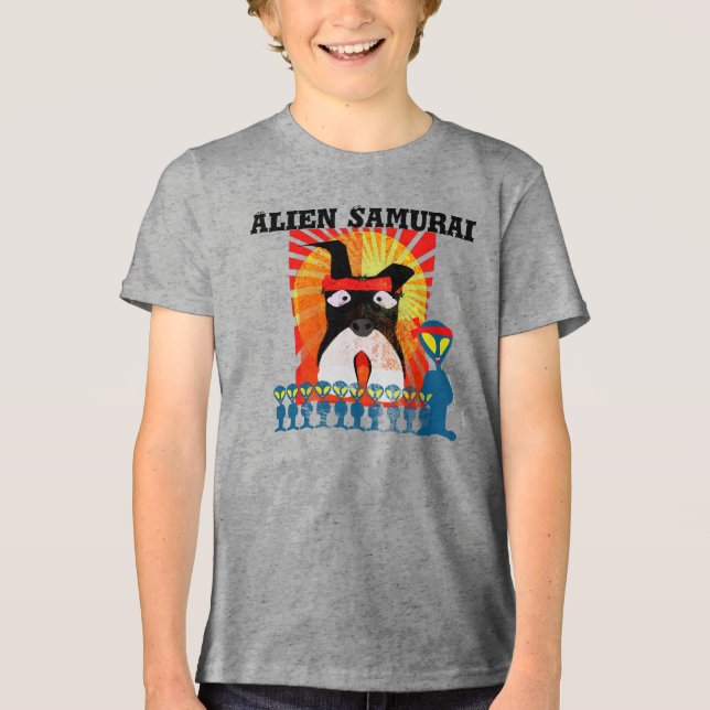 Camiseta Triblenda Samurái alienígena con su perro Samurái Terrier (Anverso)