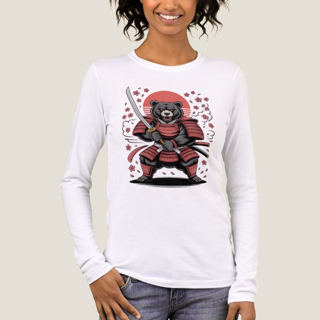 Camiseta Triblenda Samurai Bear  Tri-blend Long Sleeve Shirt (Anverso)