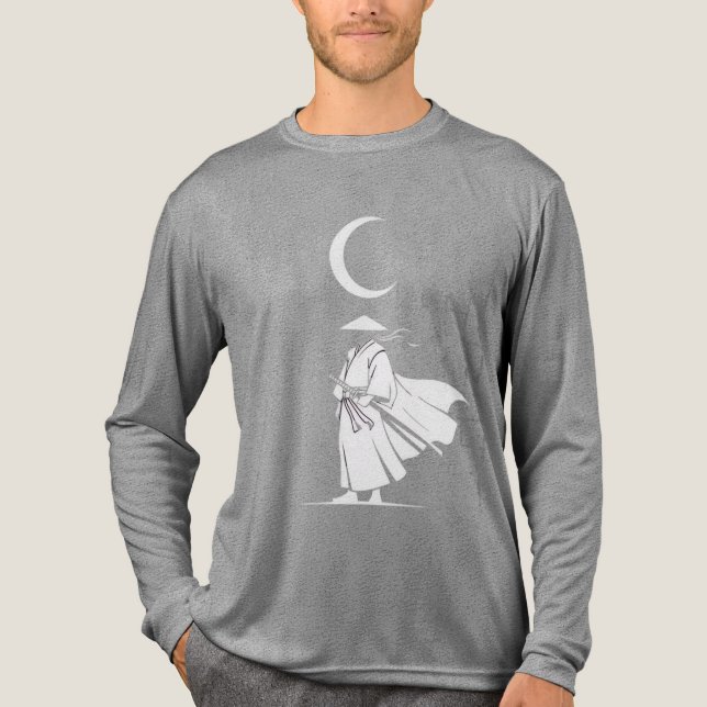 Camiseta Triblenda Samurai Under the Crescent Moon – Minimalist Japan (Anverso)