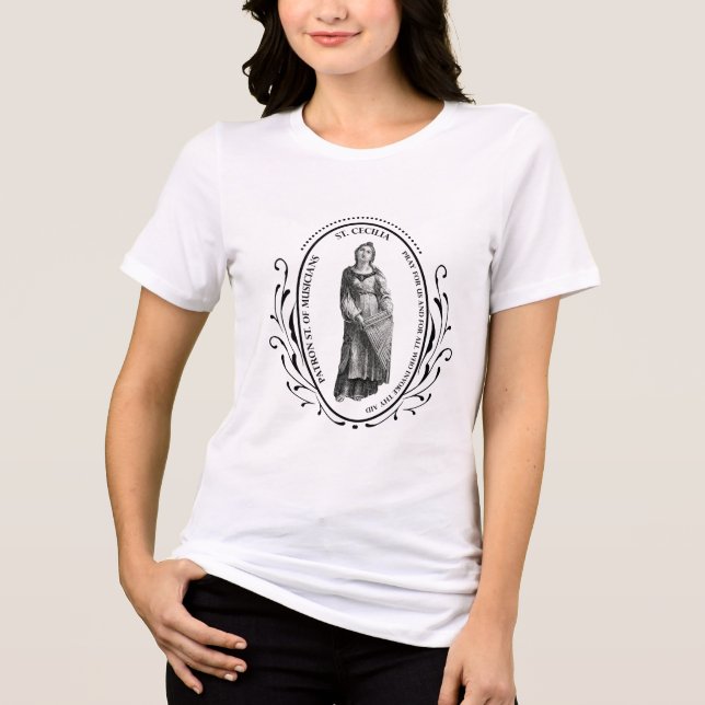 Camiseta Triblenda San Cecilia Patrono de los músicos rezan por ti (Anverso)