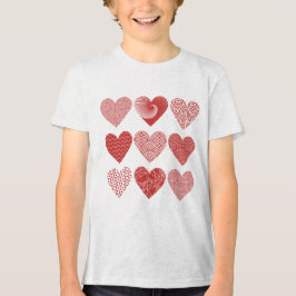 Camiseta Triblenda San Valentín lindo amor dulce patrón de corazón ro