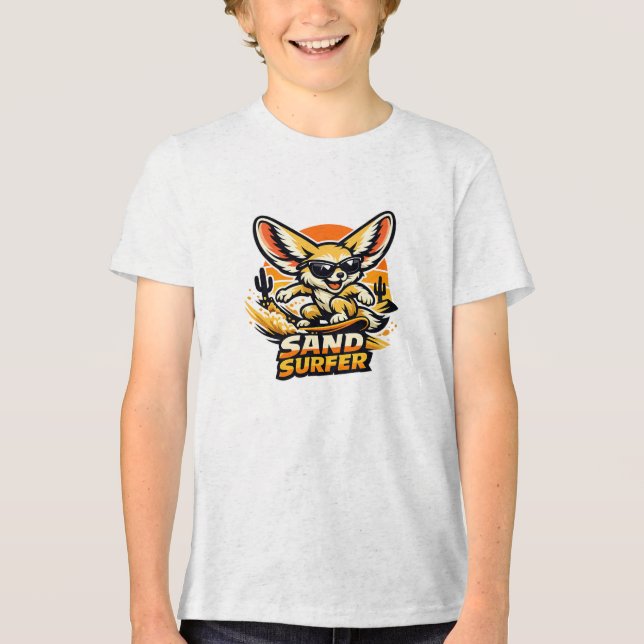 Camiseta Triblenda Sand Surfer Fennec Fox Desert Surfing Cartoon Desi (Anverso)
