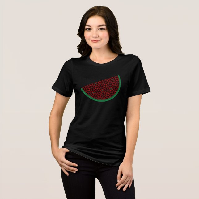 Camiseta Triblenda sandía palestina Tatuaje rojo bordado (Anverso Completo)