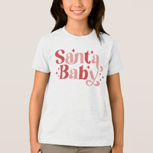 Camiseta Triblenda Santa Bebé - Navidades retro Tipografía