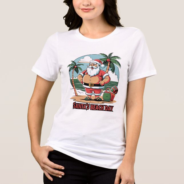 Camiseta Triblenda Santa Claus con un giro - Día de la playa (Anverso)