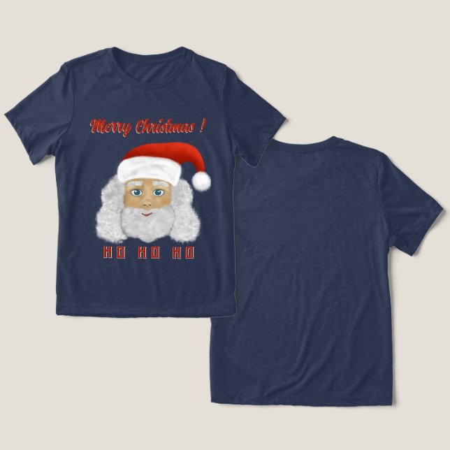 Camiseta Triblenda Santa Claus HO HO HO HO Feliz Navidad (Diseño Anverso y Reverso)