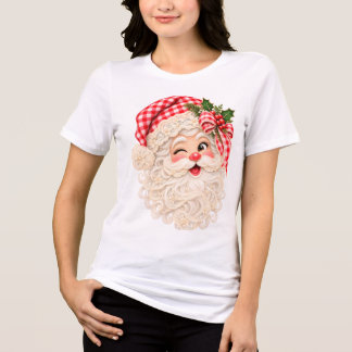 Camiseta Triblenda Santa de Navidad de encaje retro personalizado, Fe
