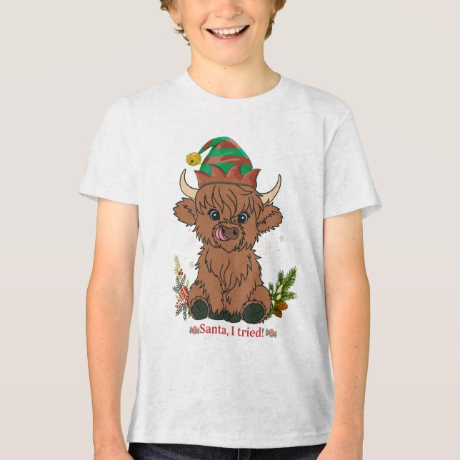 Camiseta Triblenda Santa, lo intenté - Adorables Navidades en la vaca (Anverso)
