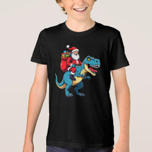Camiseta Triblenda Santa montando Dinosaurio T Rex Navidad Divertida 