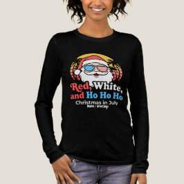 Camiseta Triblenda Santa Patriótico Rojo, Blanco y Ho Navidad en Juli