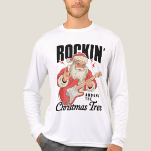 Camiseta Triblenda Santa Rock Música alrededor del árbol de Navidad