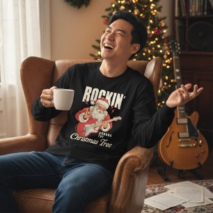 Camiseta Triblenda Santa Rock Música Árbol de Navidad