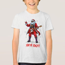 Camiseta Triblenda ¡Santa Rocks! Gracioso Santa Claus tocando la guit