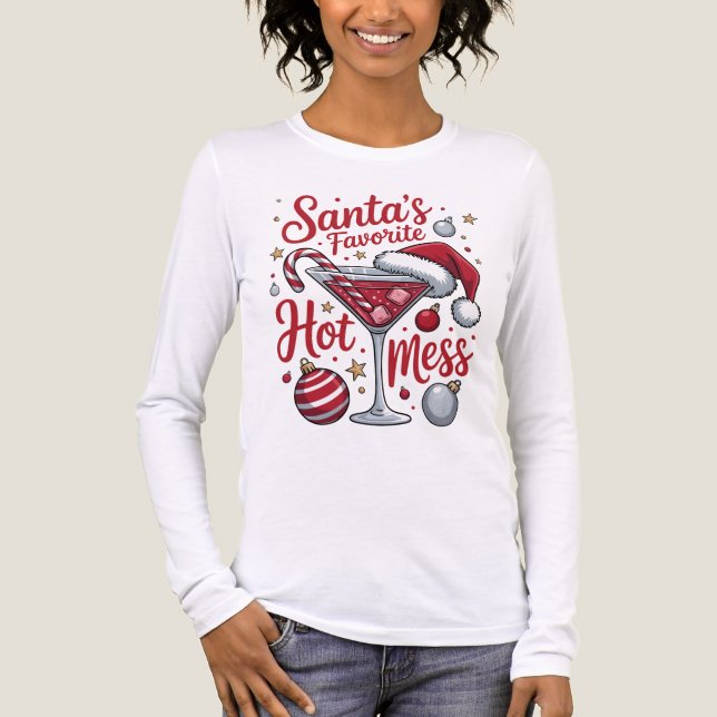 Camiseta Triblenda Santa's favorite hot mess, christmas shirt, festiv (Anverso)