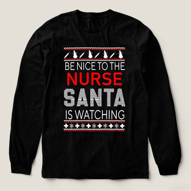 Camiseta Triblenda Santa's Favorite Nurse Professional Funny Christma (Diseño traserp)