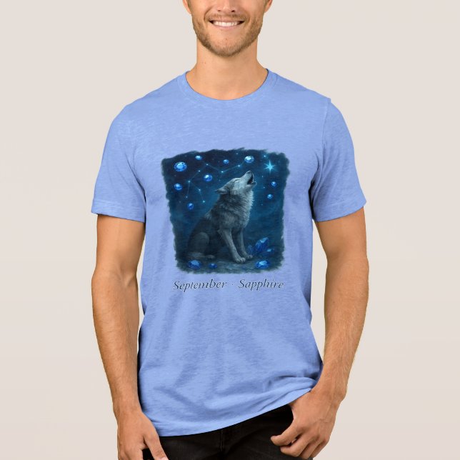 Camiseta Triblenda Sapphire de septiembre - Lobo celeste (Anverso)