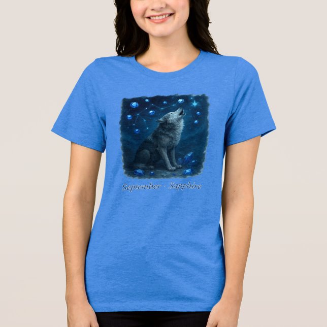 Camiseta Triblenda Sapphire de septiembre - Lobo celeste (Anverso)