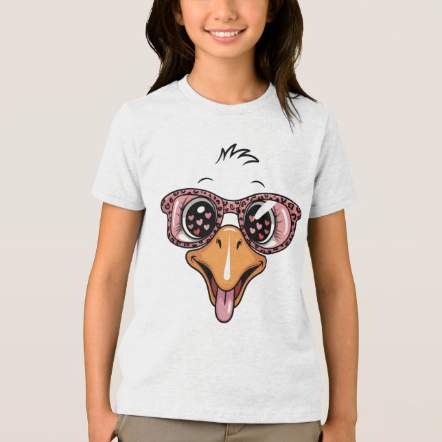Camiseta Triblenda Sassy Valentine Goose Face with Leopard Sunglasses (Anverso)