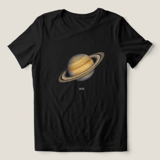 Camiseta Triblenda Saturno artístico con anillos vibrantes