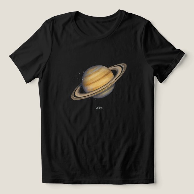 Camiseta Triblenda Saturno artístico con anillos vibrantes (Diseño delantero )