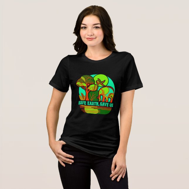 Camiseta Triblenda Save Earth Save Us Elephant Earth Day T-Shirt (Anverso Completo)