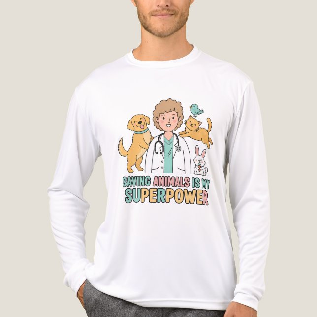 Camiseta Triblenda Saving Animals Is My Superpower – Funny Veterinari (Anverso )