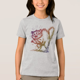 Camiseta Triblenda Scared Cat Design T Shirt Tee Kids Casual Wear