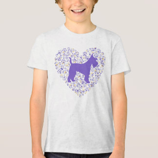 Camiseta Triblenda Schnauzer Silhouette Heart Paws Adorable