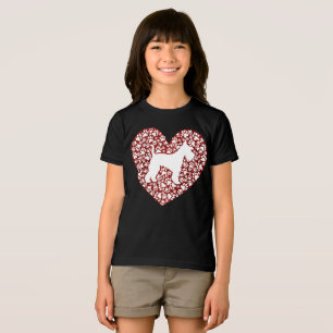 Camiseta Triblenda Schnauzer Silhouette Heart Paws Print - Dog Lover