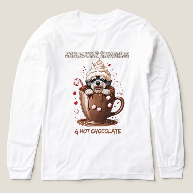Camiseta Triblenda Schnauzer Snuggles & Hot Chocolate (Diseño frontal)