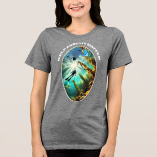 Camiseta Triblenda SCUBA Diver Silhouette with Turtle, Fish, and Kelp