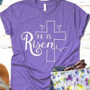 Camiseta Triblenda Se levanta el guión blanco negro de Pascua cristia