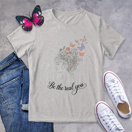 Camiseta Triblenda Sea la verdadera mariposa floral de línea de arte